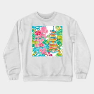 Preppy, grandmillennial chinoiserie garden Crewneck Sweatshirt